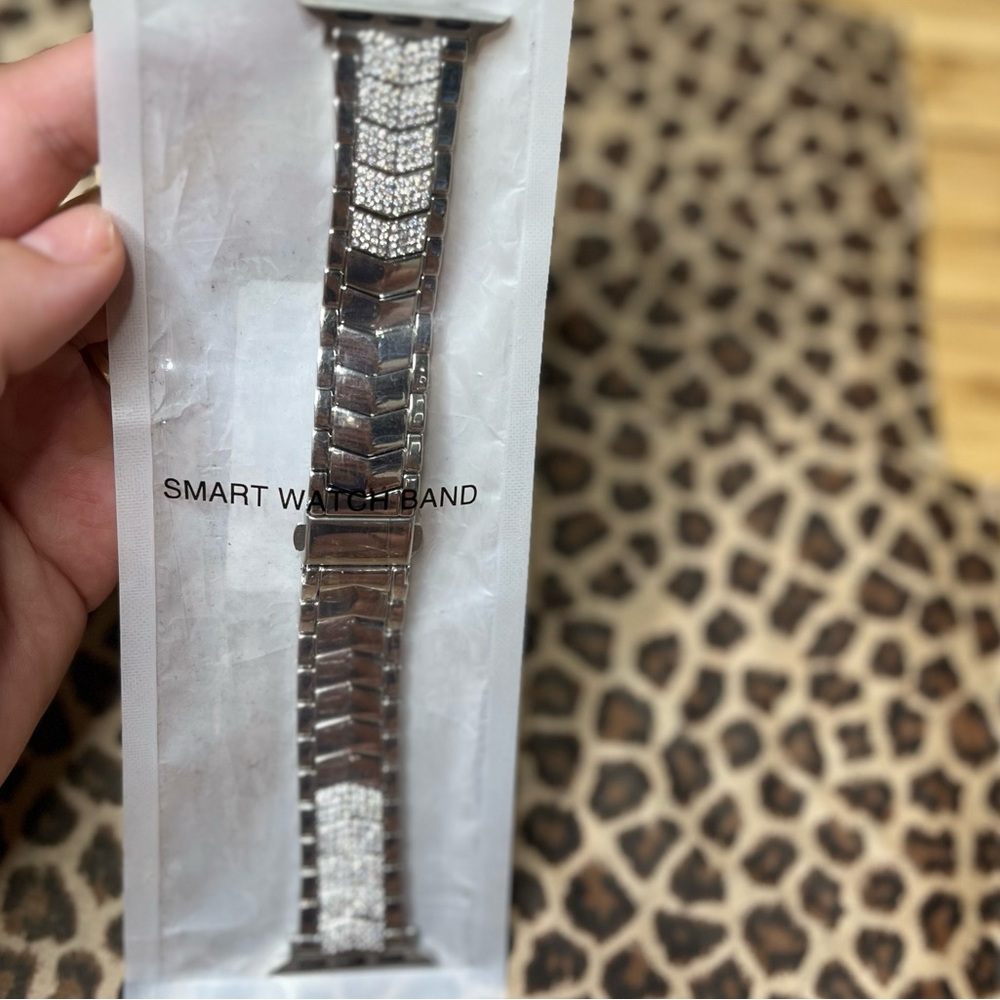 Silver and Black Smart Watch Band